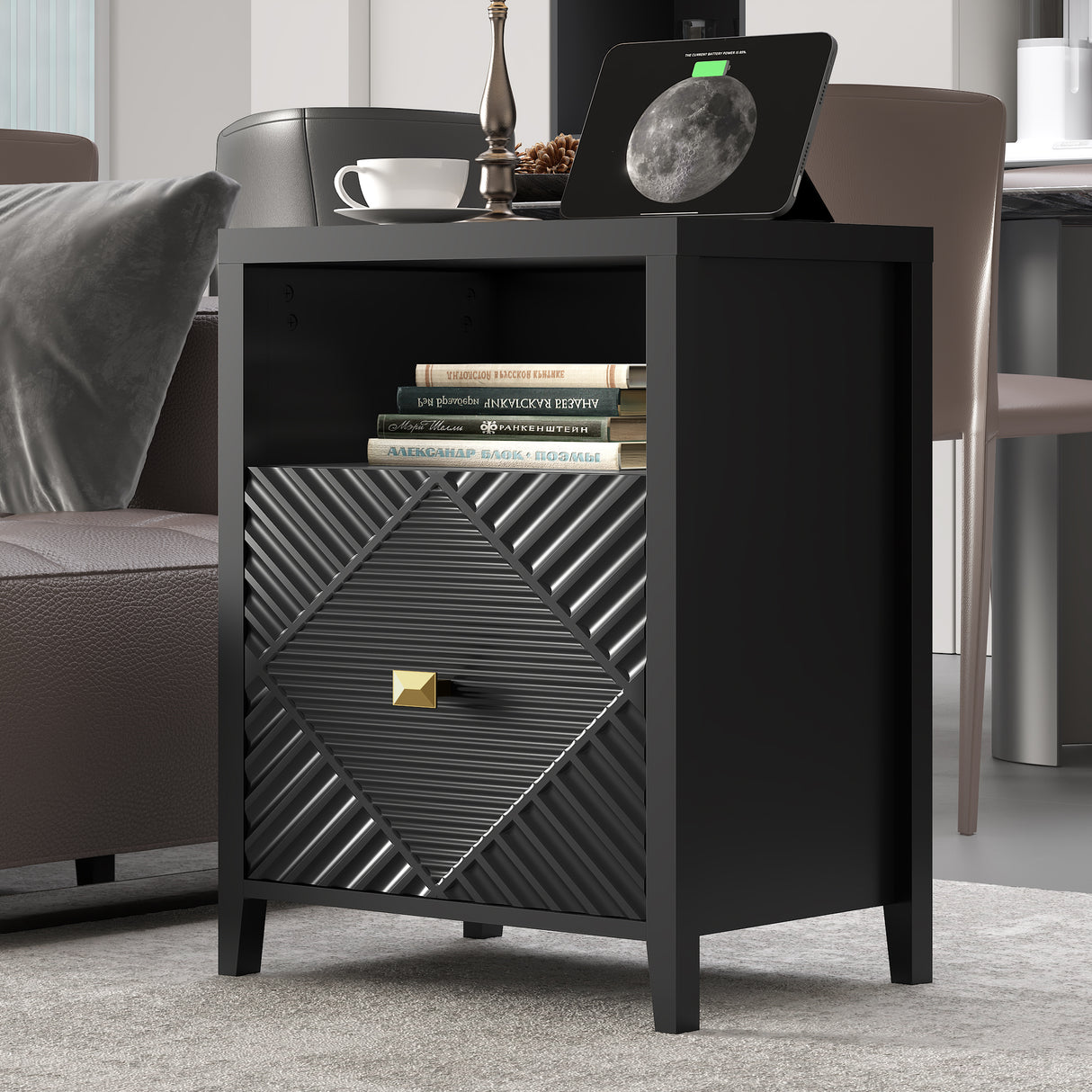 Modern Nightstand with Charger Station and USB Port