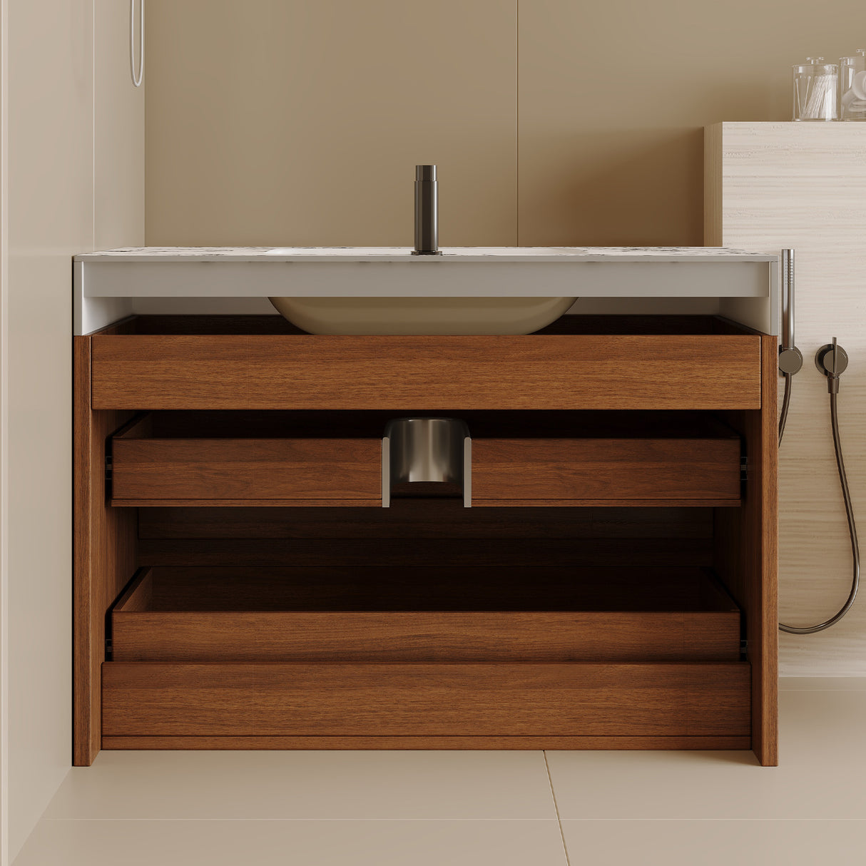 29.9" Modern Floating Bathroom Vanity with Faux Marble Top
