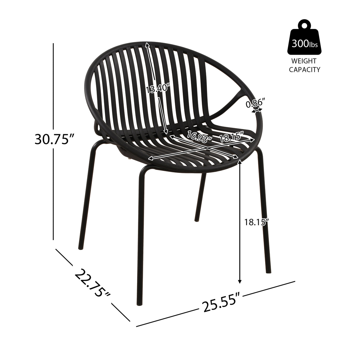 Stackable Patio Dining Chairs Set of 2