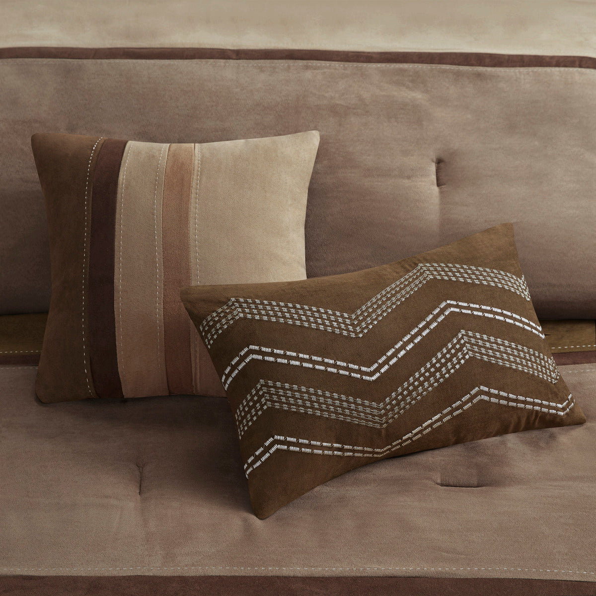 7 Piece Faux Suede Comforter Set