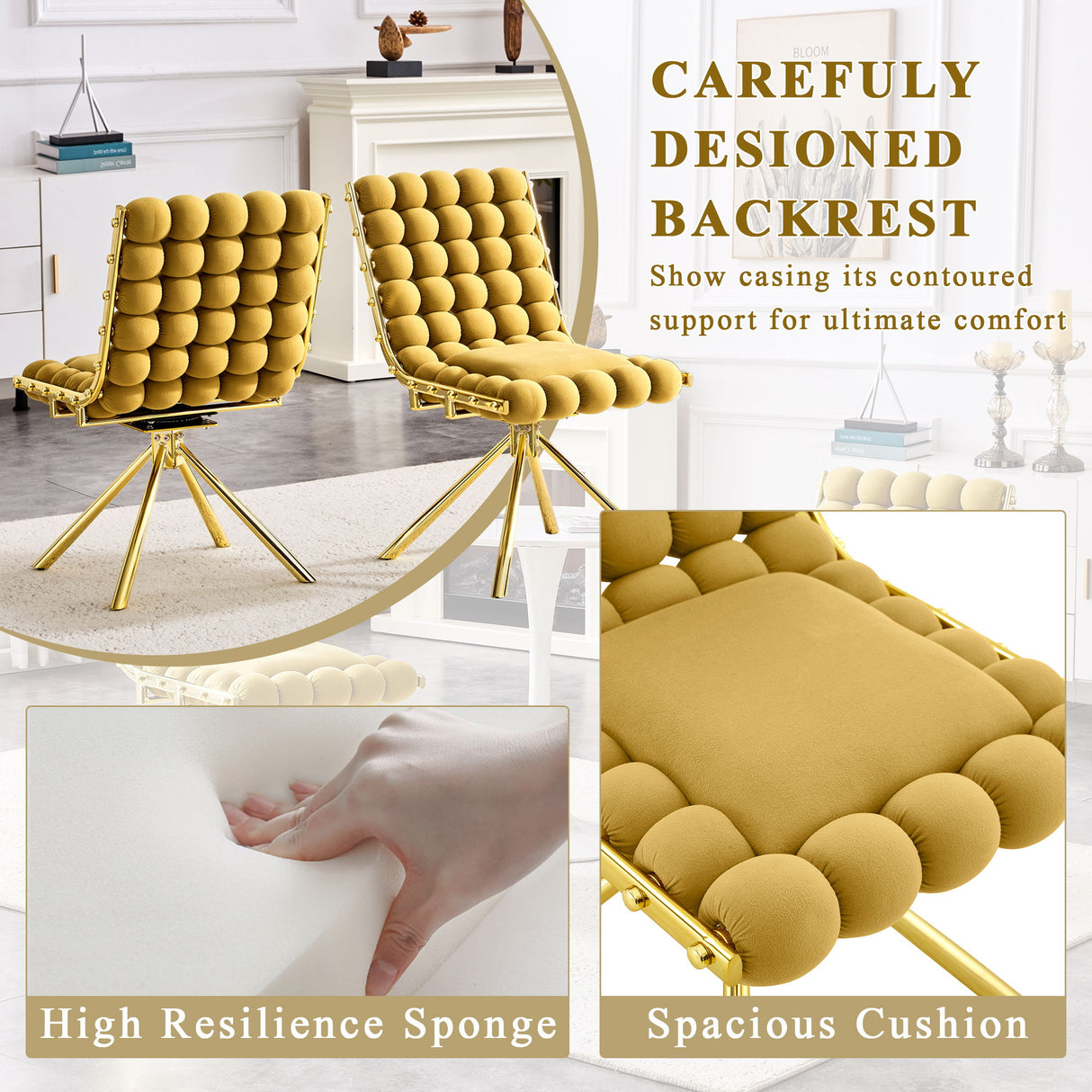Puffy Bubble, Ball Chain Dining Chairs For Dining Room (Set of 2)