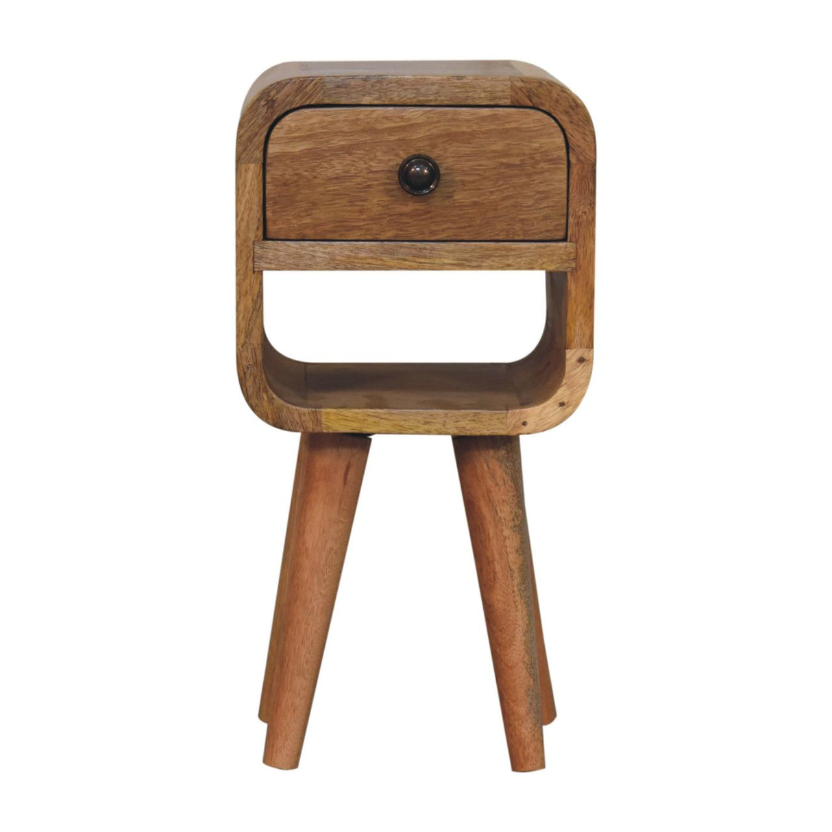 Solid Wood Extra Mini Oak-ish Curve Lower Bedside Table