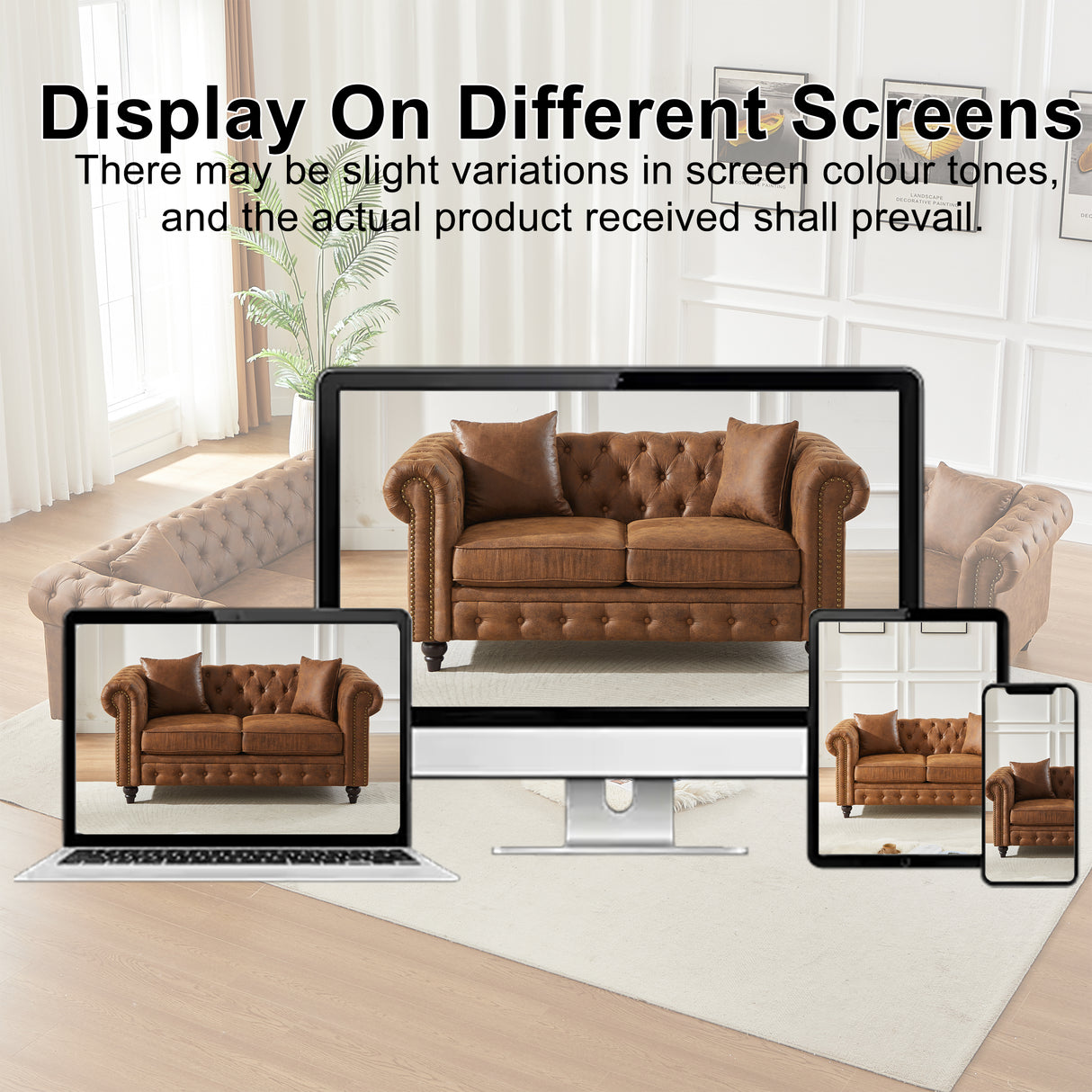 FX 63.5" Contemporary Design Chesterfield Sofa