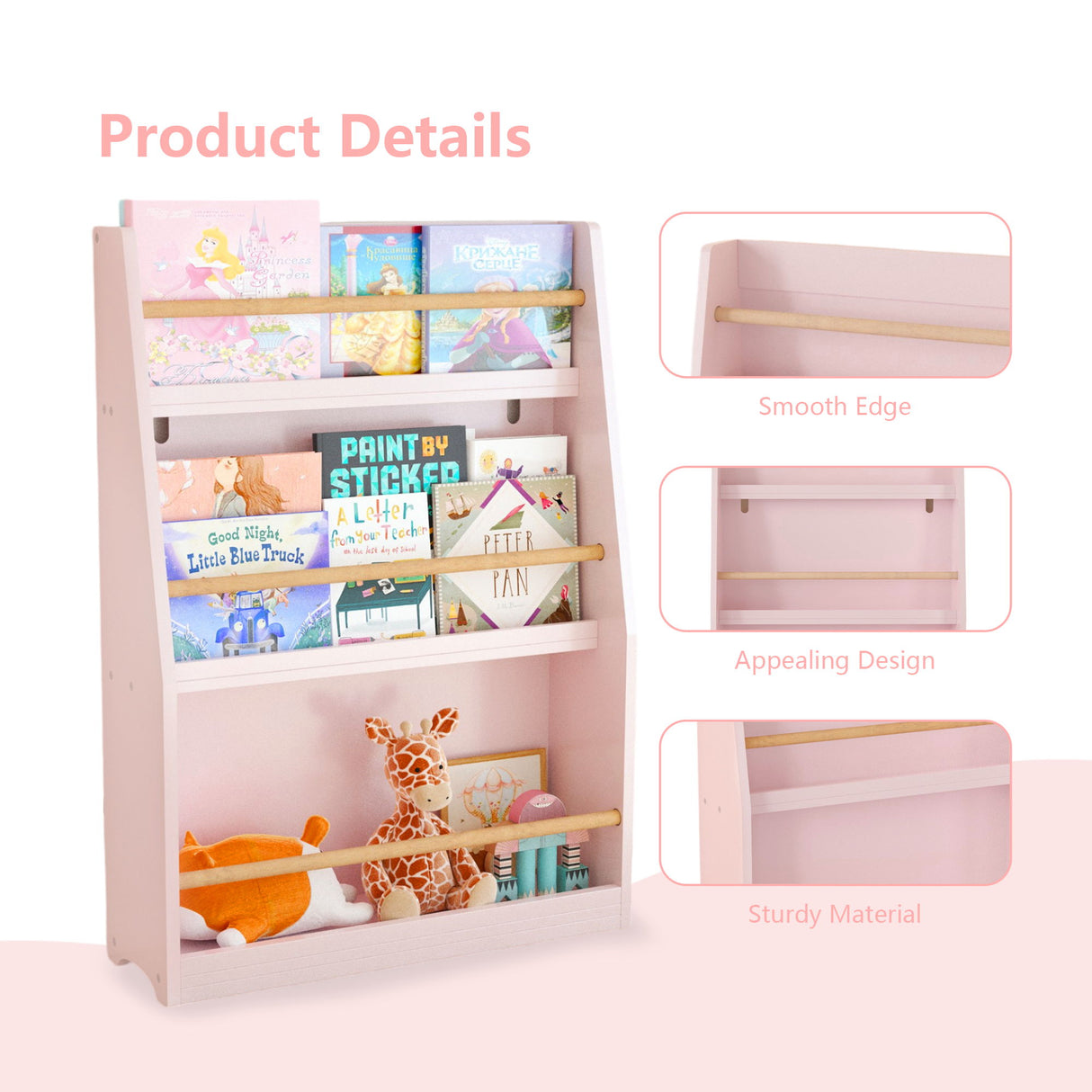3 Tier Book Shelf, Compact Storage For Bedrooms