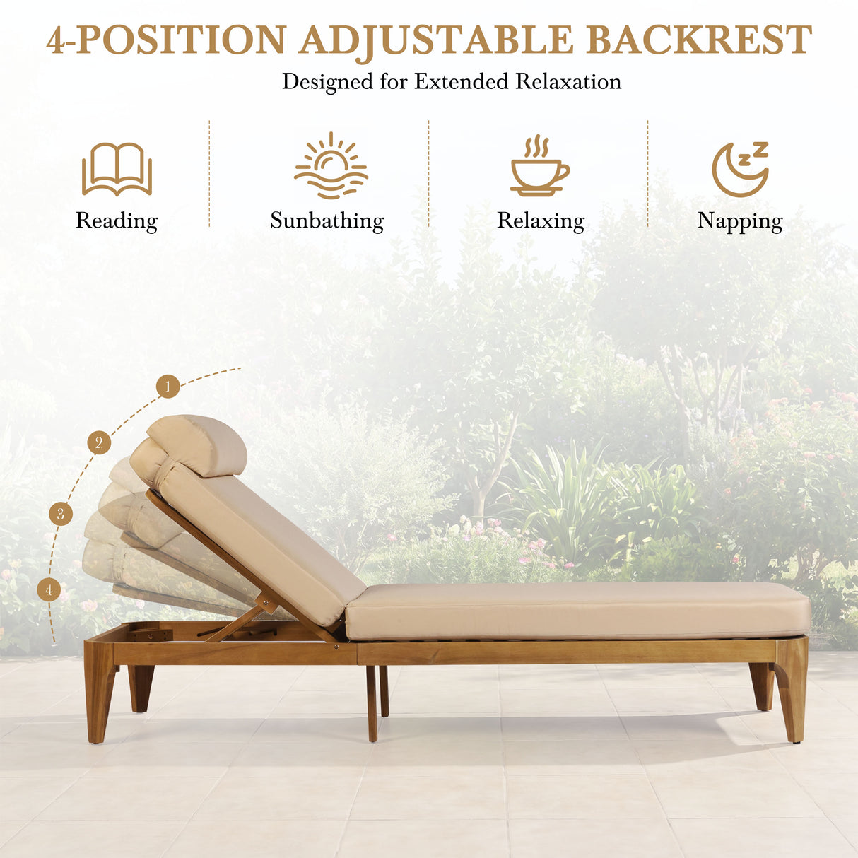 TOPMAX Acacia Wood Chaise Lounge Set of 2