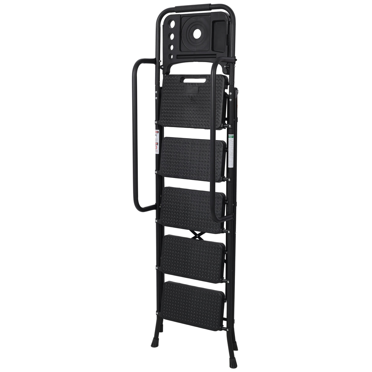 G&H 5 Step Folding Ladder with Wide Anti-Slip Pedal and Handrail