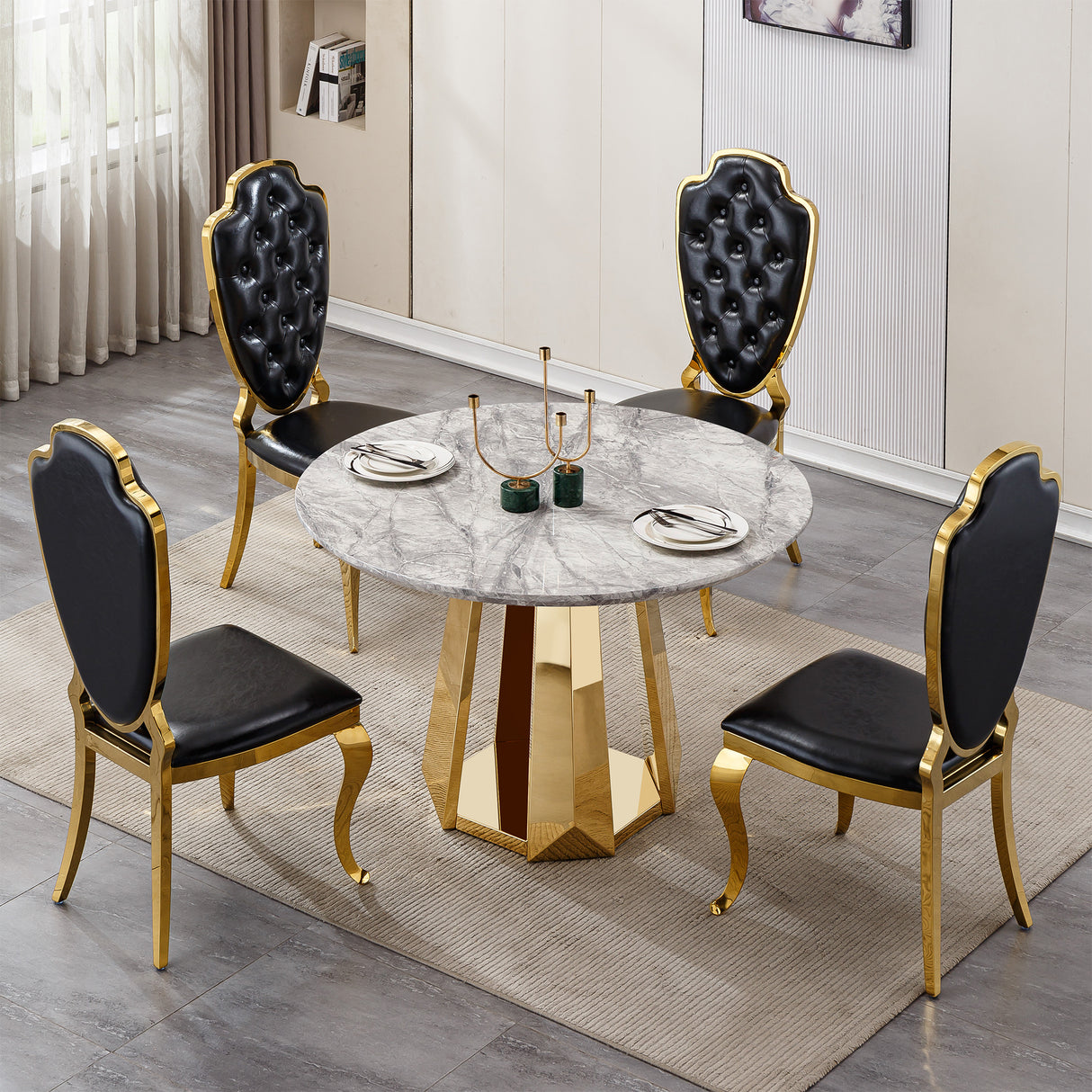 47" Round Marble Dining Table
