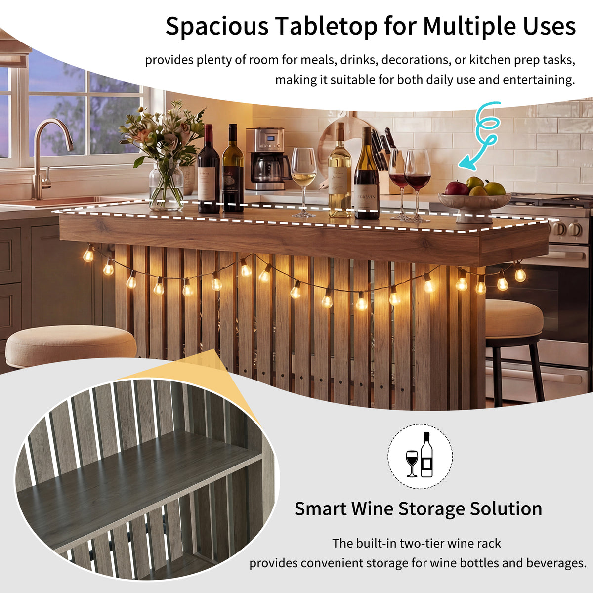 U_Style 3-in-1 Sideboard Table with Wine Storage