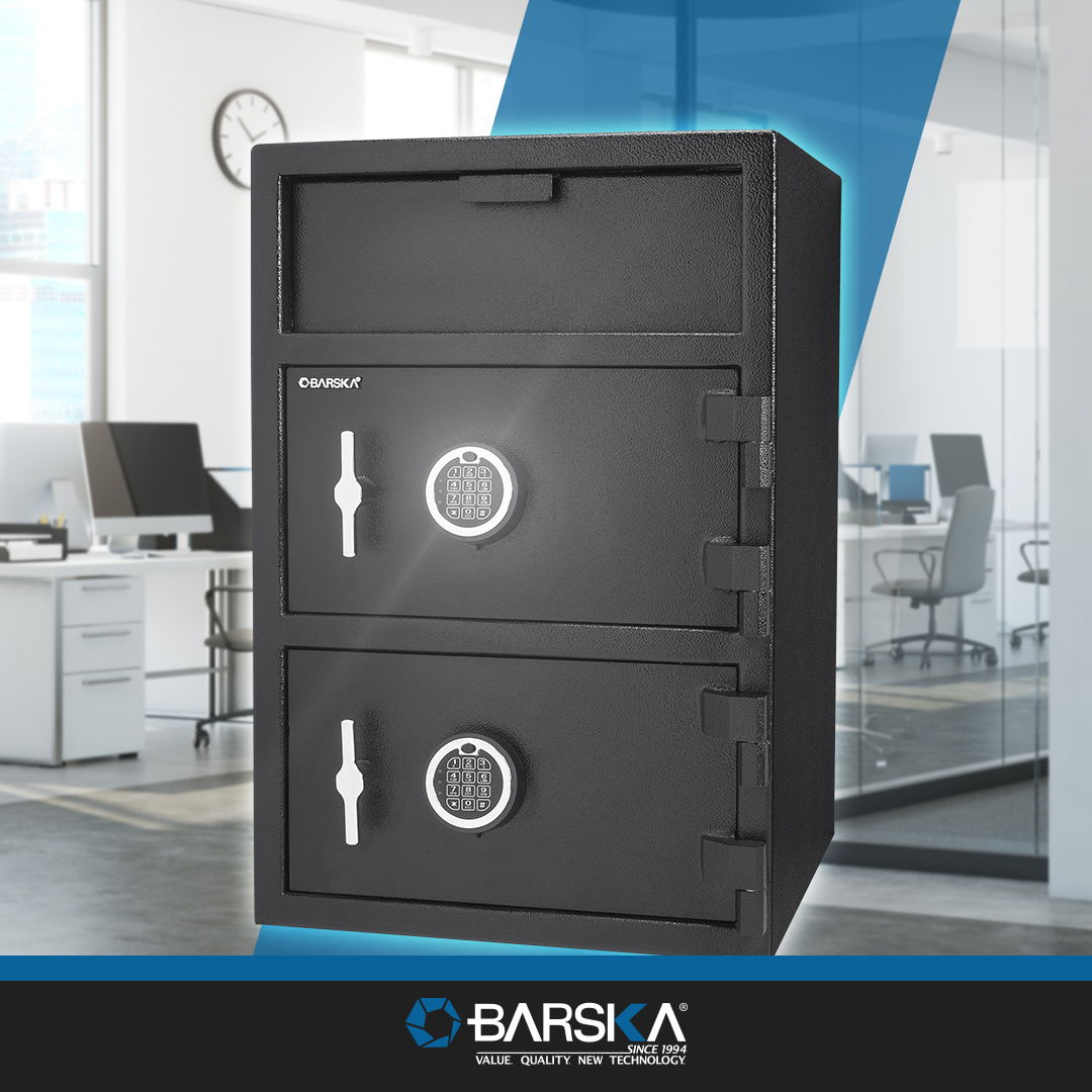 Digital Keypad 2 Lock Depository Safe 1 6 2 Cubic Ft - Black