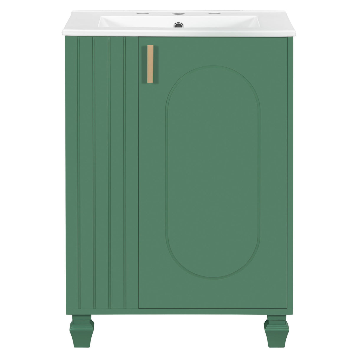 Classic Retro Bathroom Vanity With Sink, Door Shelf, Side Open Storage Frame