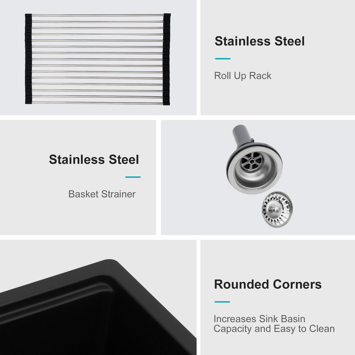 Quartz Kitchen Sink, Composite Workstation, Undermount