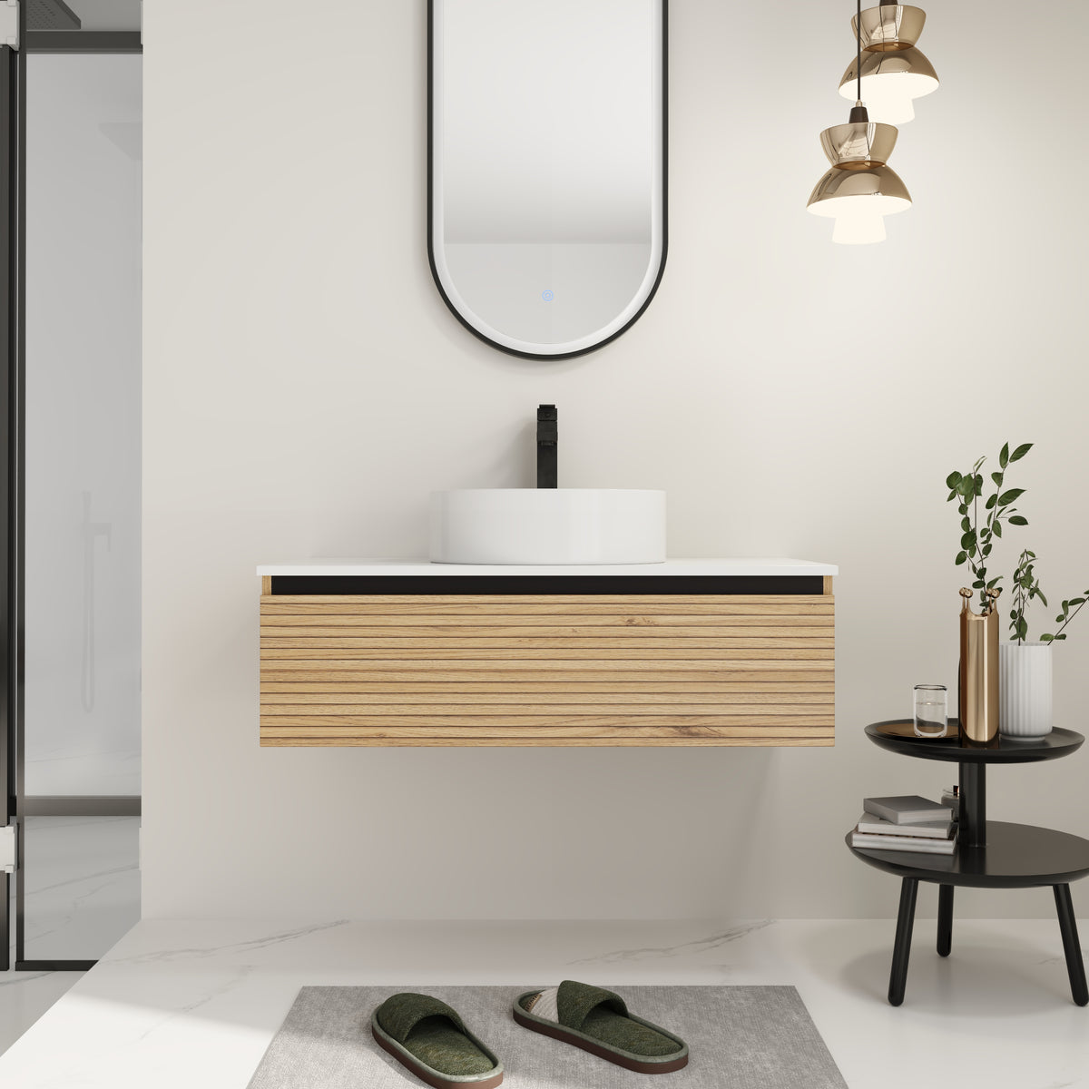 36'' Wall Mounted Bathroom Vanity with Resin Sink