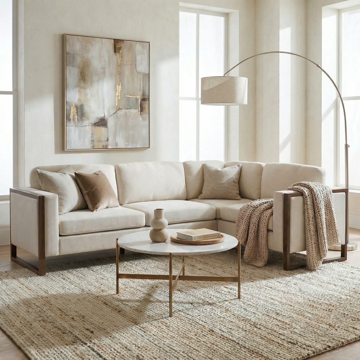 Otis 104-Inch Square Arm 2-Piece L-Shaped Sectional Chenille Sofa
