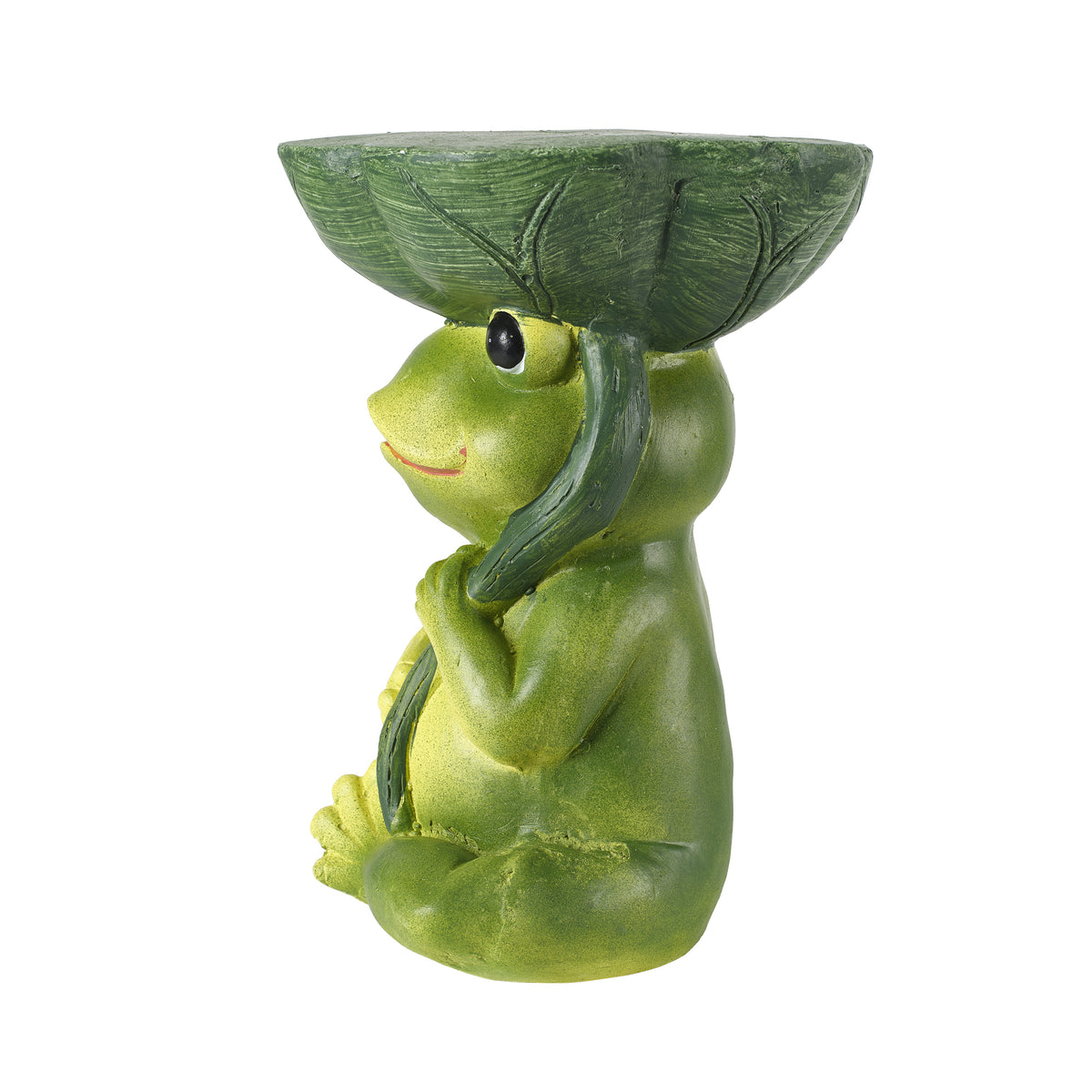 Magnesium Oxide Frog Stool Garden Statue with Lotus Leaf Seat - Outdoor Decor
