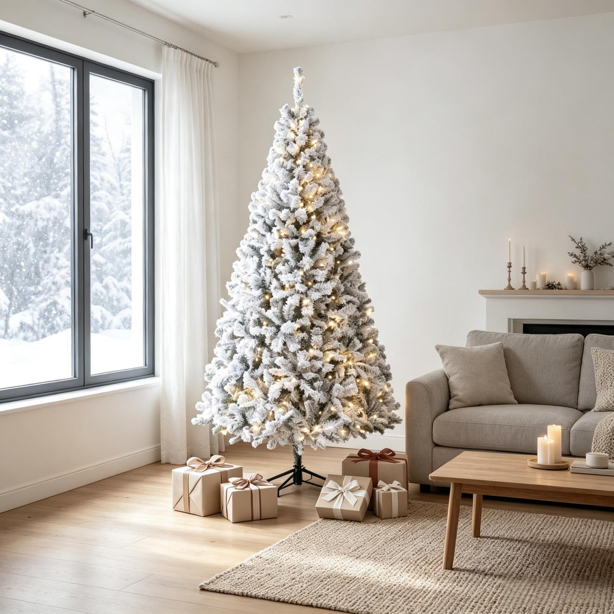 6 Ft Pre-Lit Flocked Fraser Fir Artificial Christmas Tree