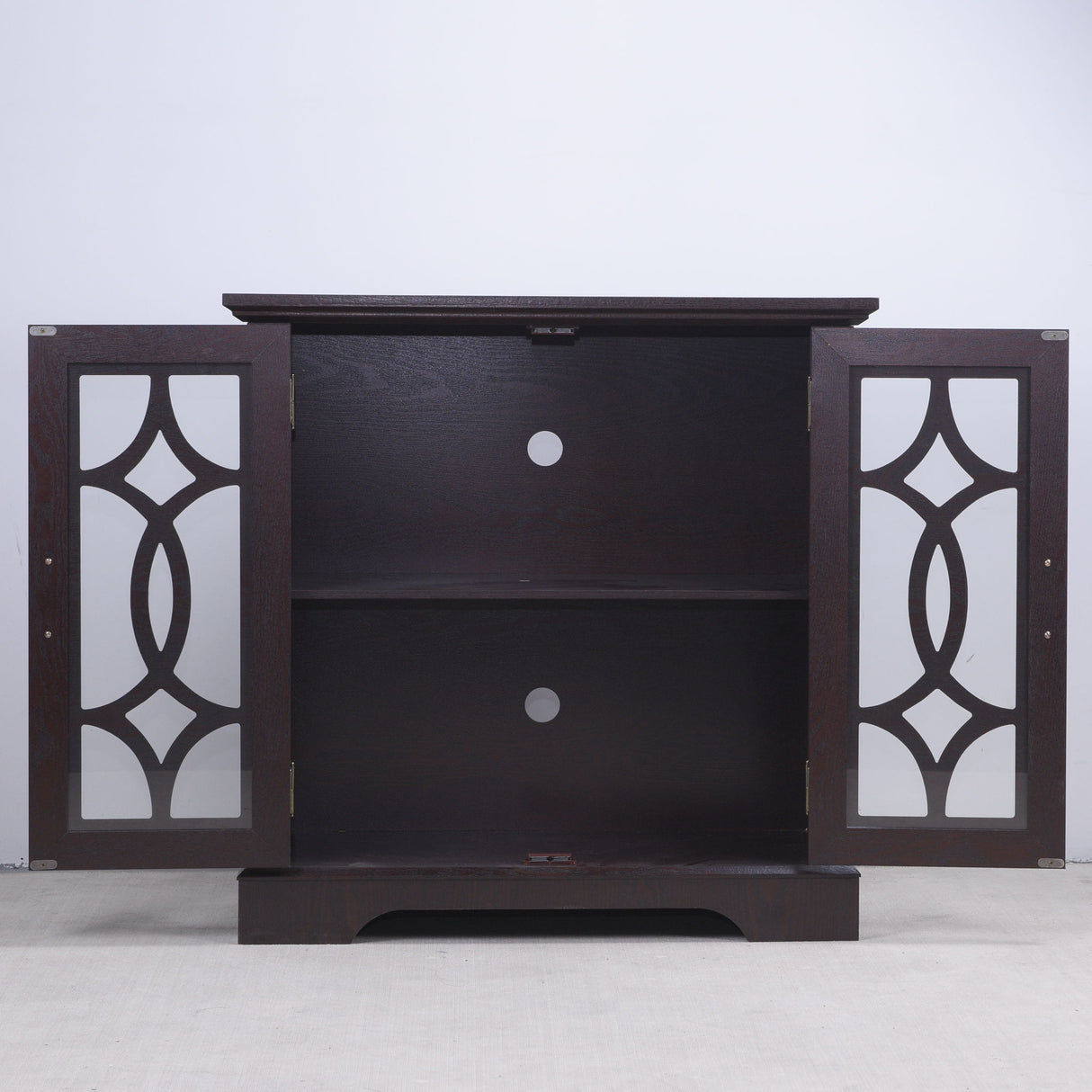 Modern Sideboard With Tempered Glass Doors - Ox Blood Red