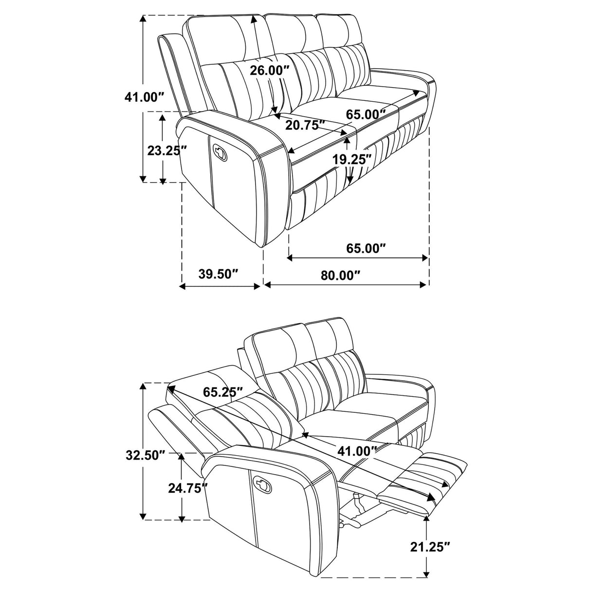 Forrest - 2 Piece Motion Reclining Sofa Set - Gray