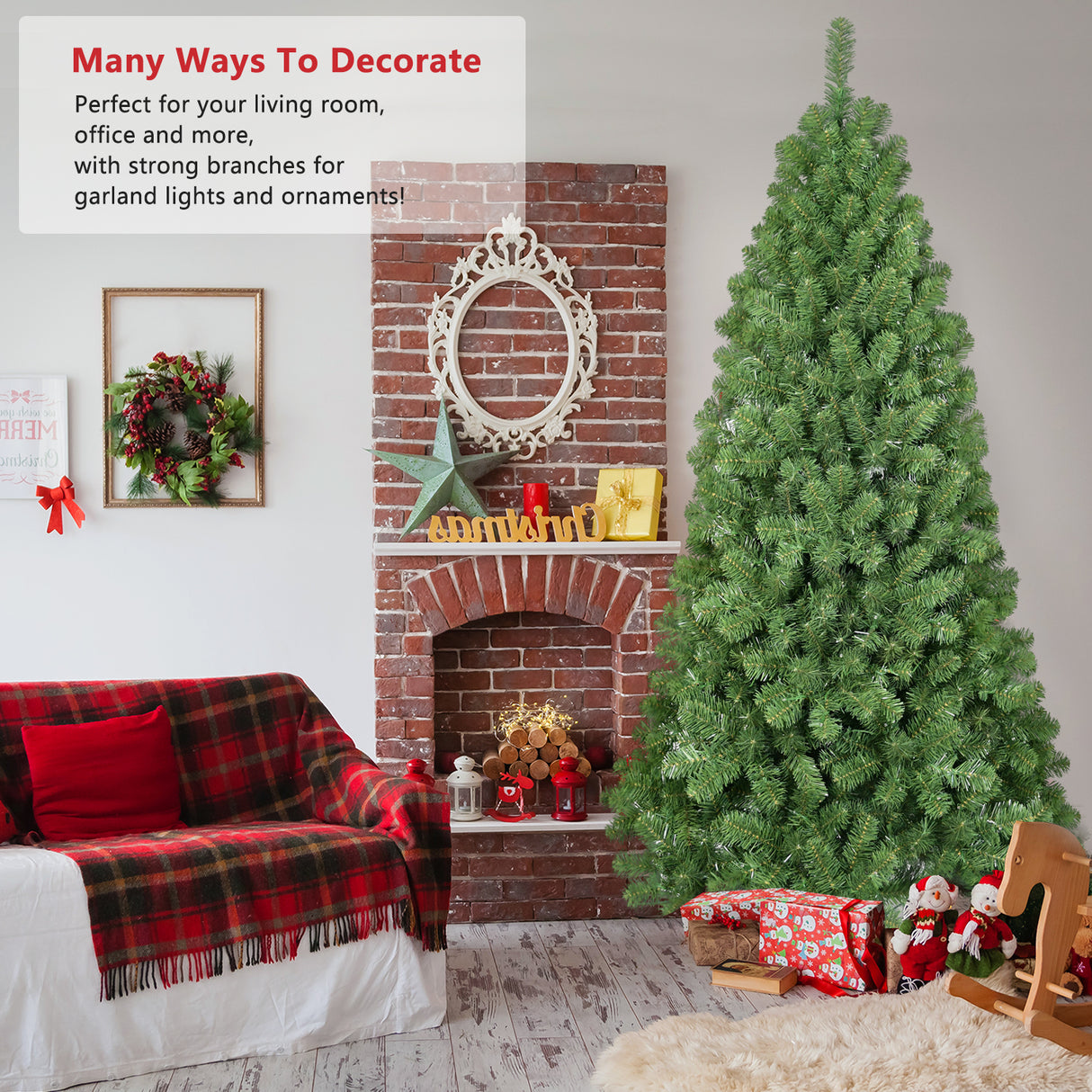 6ft Christmas Tree with Memory Wire, 760 Tips Hinged Artificial PVC Tree, Easy Setup