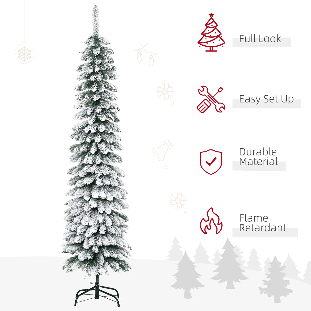 HOMCOM 6' Tall Unlit Snow Flocked Artificial Christmas Tree