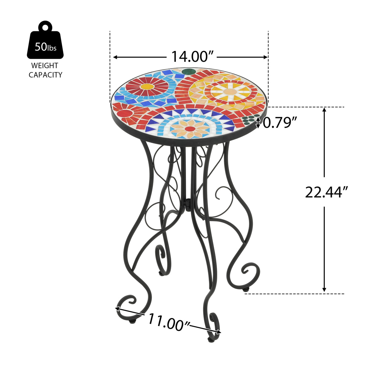 Outdoor Side Table, Colorful+Black