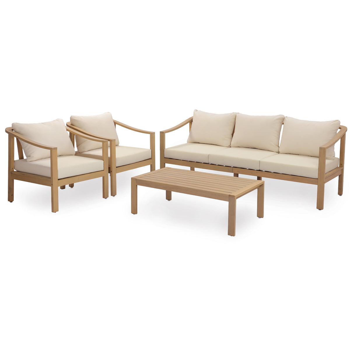 4-Piece Teak Finish Acacia Wood Outdoor Patio Set