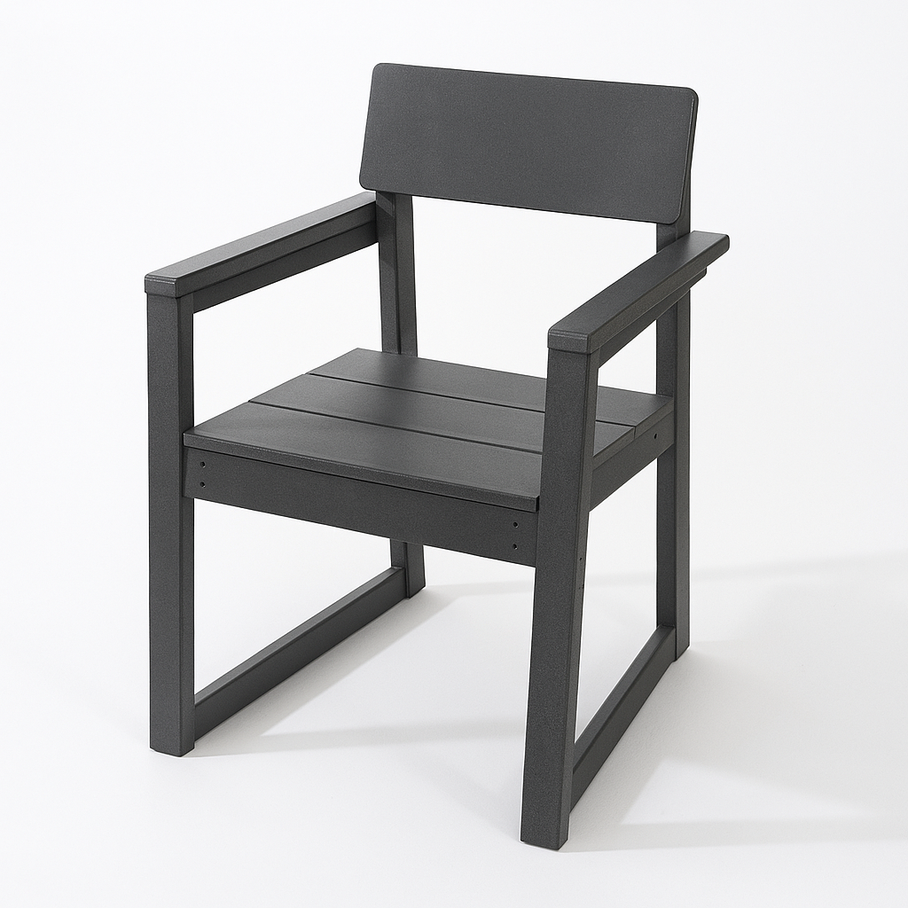 Grey HDPE Outdoor & Garden Armchairs with Backrest