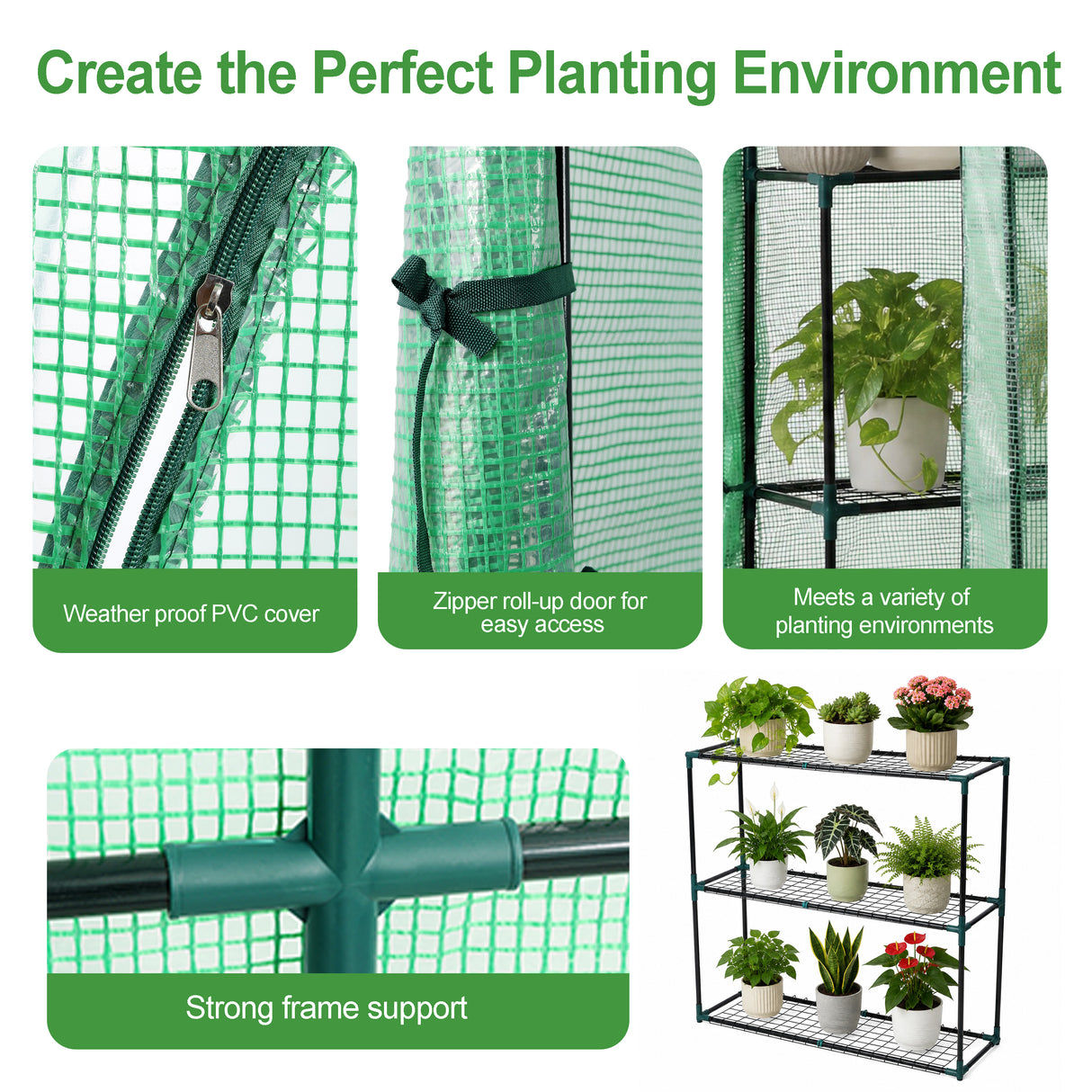 3 Tier Lean-To Portable Greenhouse