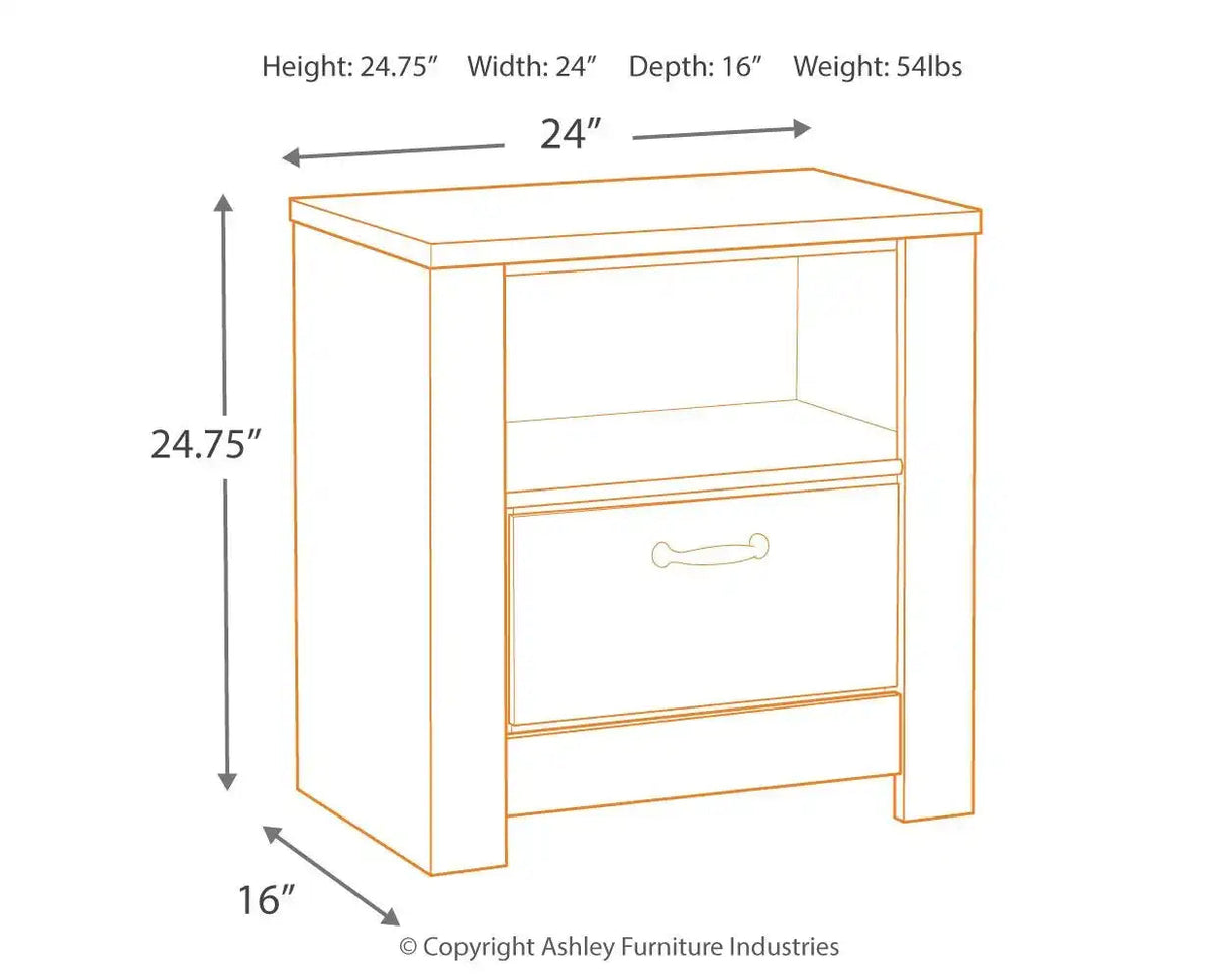 Bellaby - One Drawer Night Stand - Whitewash - Best Buy Furniture