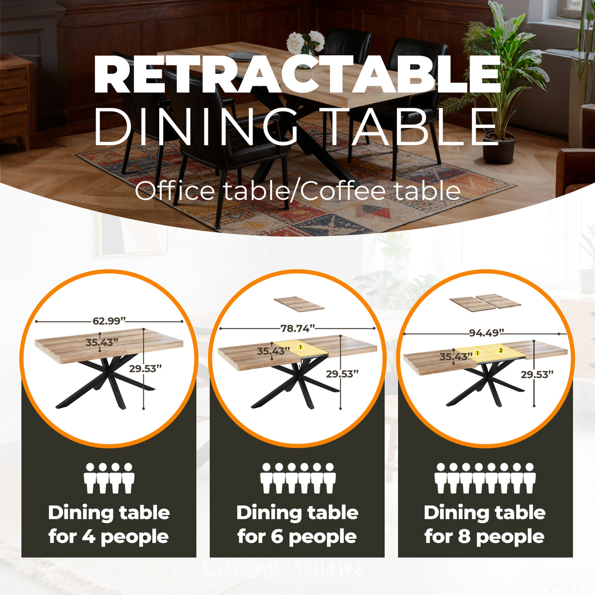Extendable Table - Dining, Office & Coffee Use