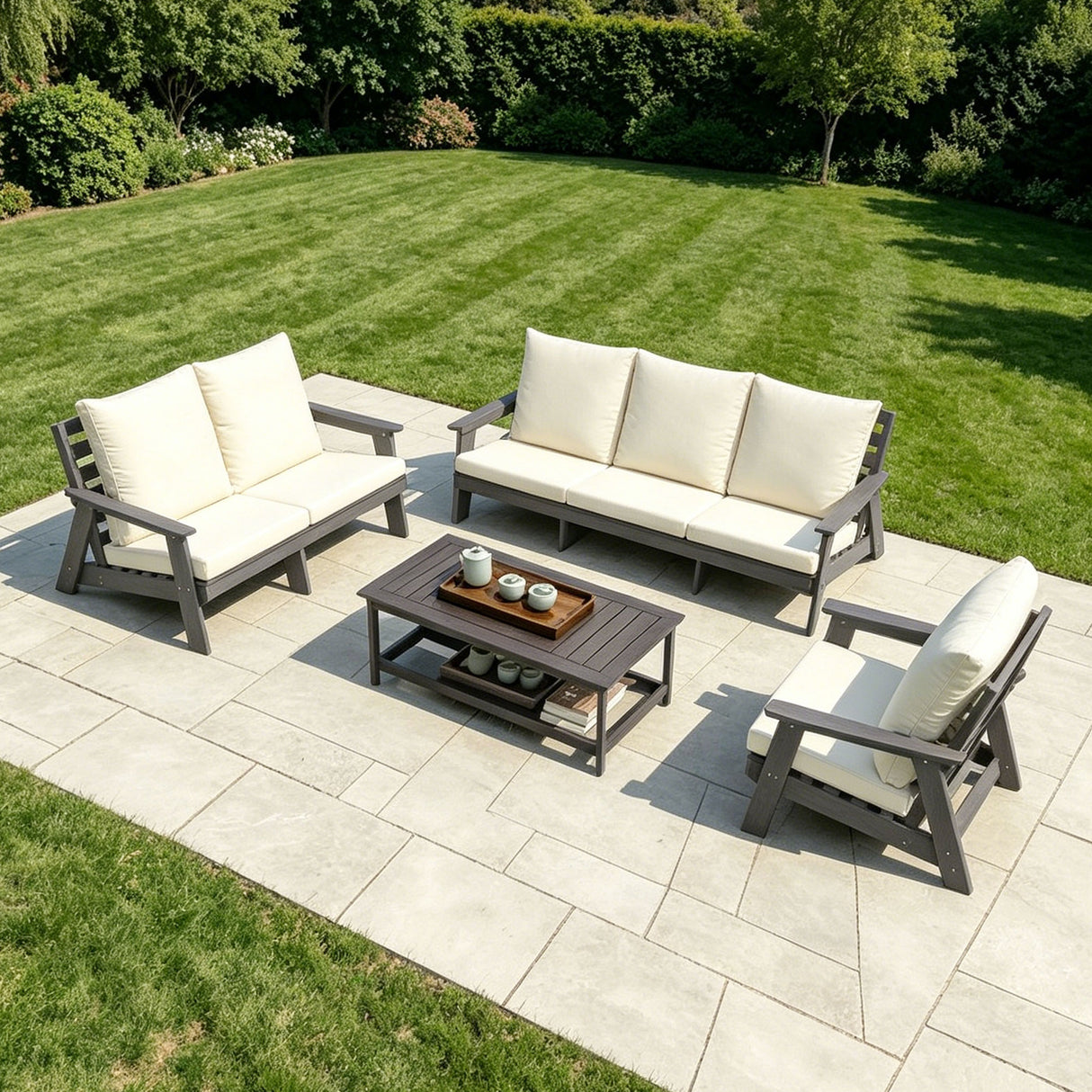 HIPS 3 Seater Outdoor Garden Sofa with Cushion