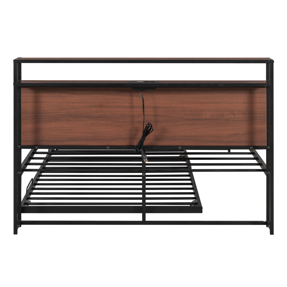 Platform Bed Frame With Trundle, USB Ports And Slat Support, No Box Spring Needed