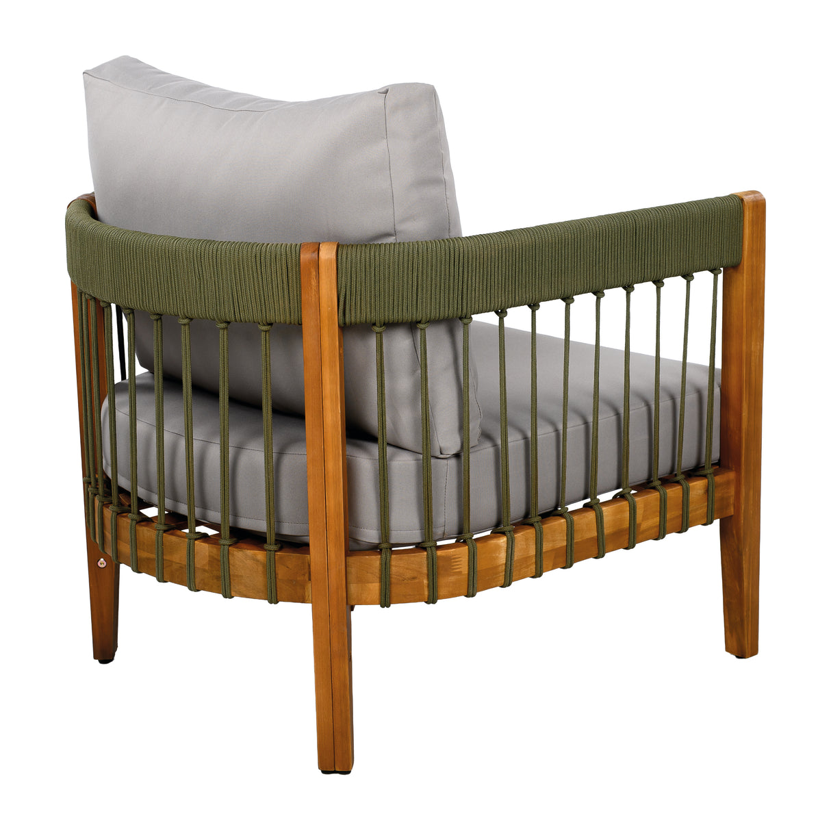 Acacia Wood Outdoor Club Chair with Handwoven Rope Accents