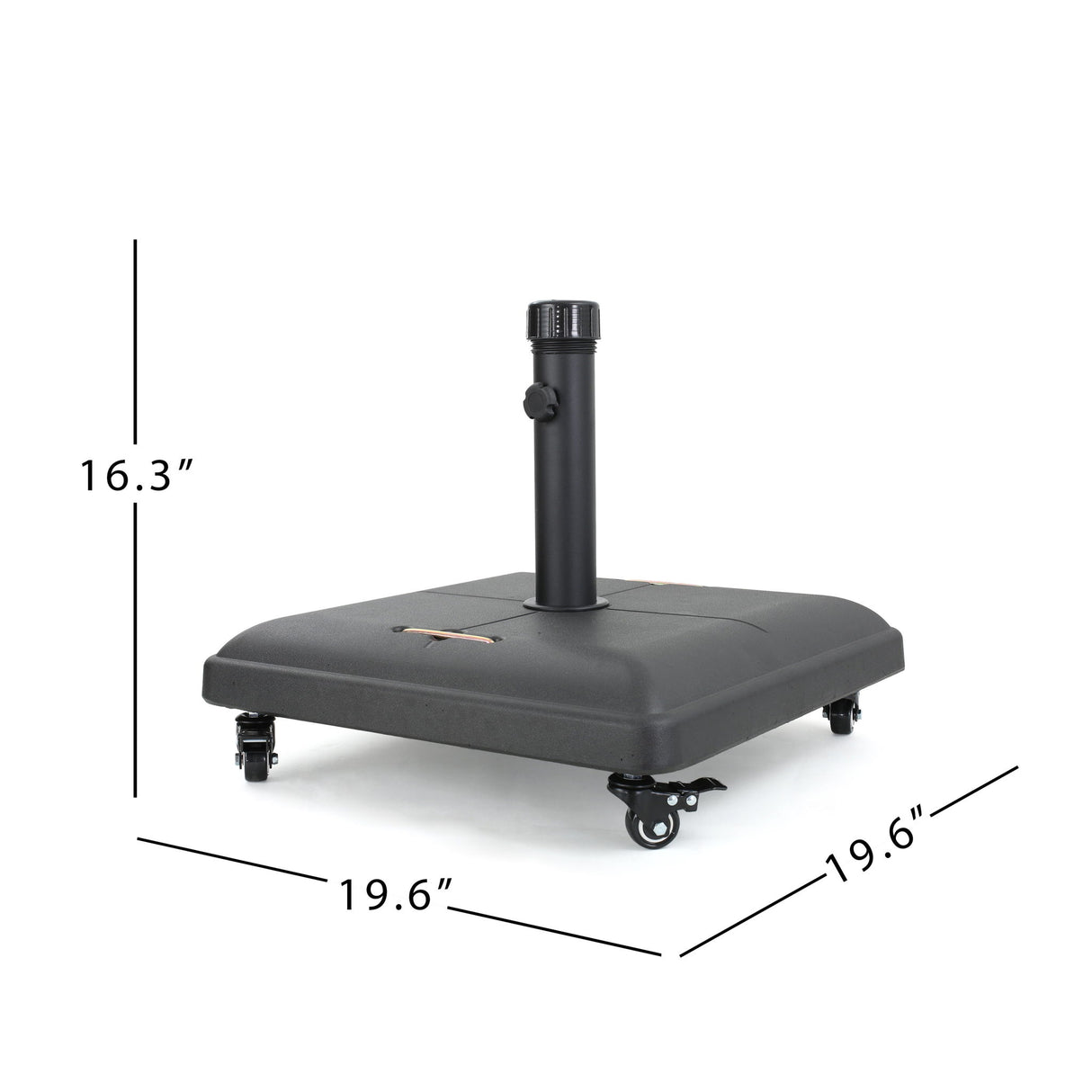 Wheelie - Stylish Square Umbrella Base With Stainless Steel Pole Handle