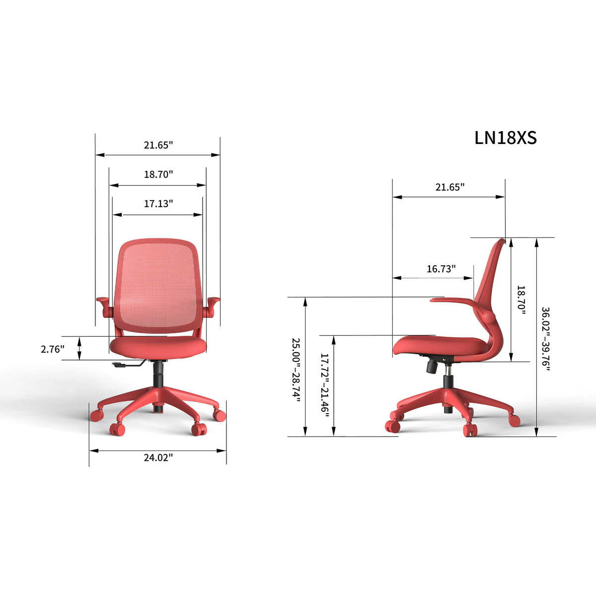 Ergonomic Color Office Chair - 350LBS Capacity, Red