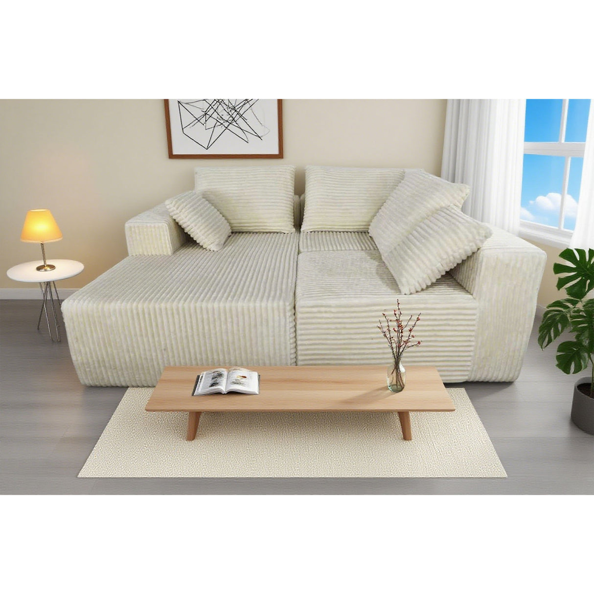 Corner Combination Sofa Sectional Couch With Soft Fabric