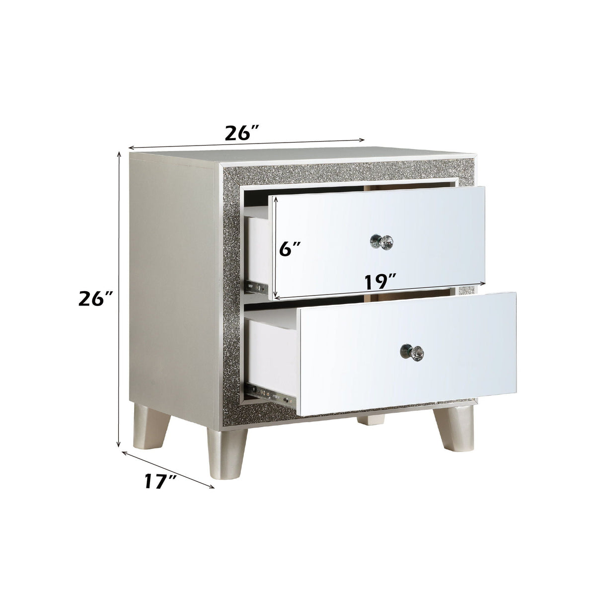 Sliverfluff - Mirrored Nightstand - Champagne - Best Buy Furniture