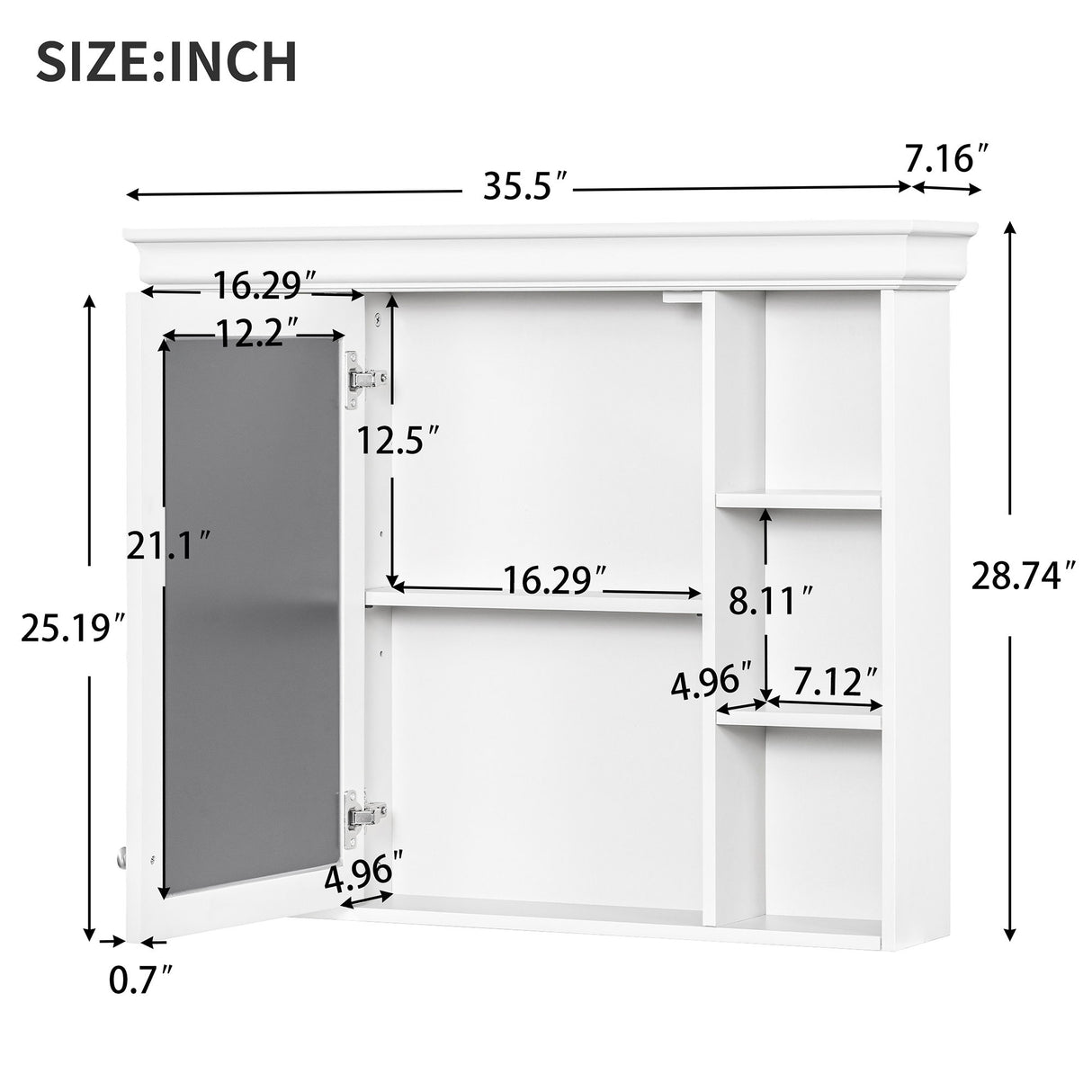 Bathroom Vanity With Medicine Cabinet, Storage Cabinet With 4 Drawers, Adjustable Shelf Mirror