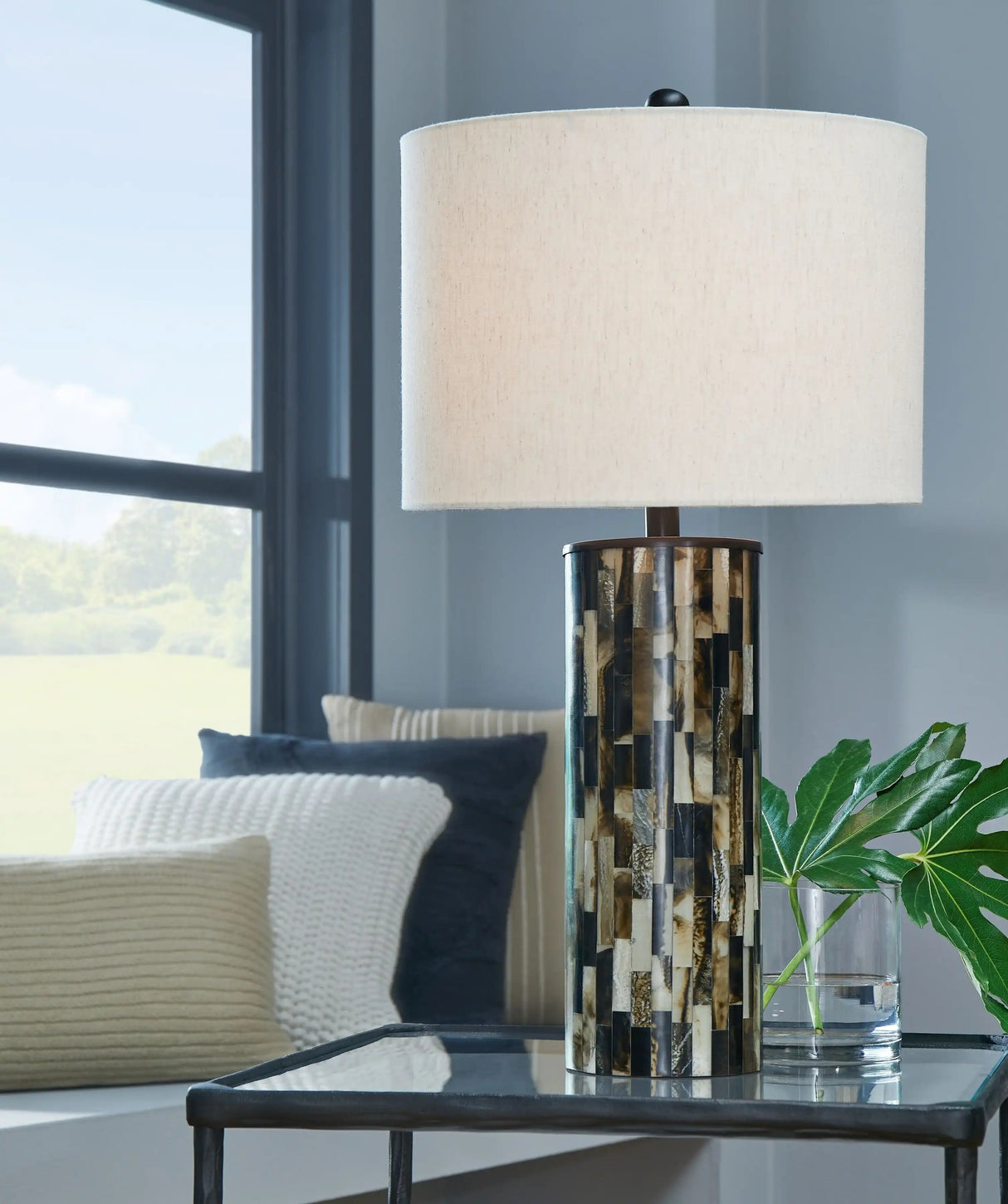 Ellford - Poly Table Lamp - Black / Brown / Cream - Best Buy Furniture