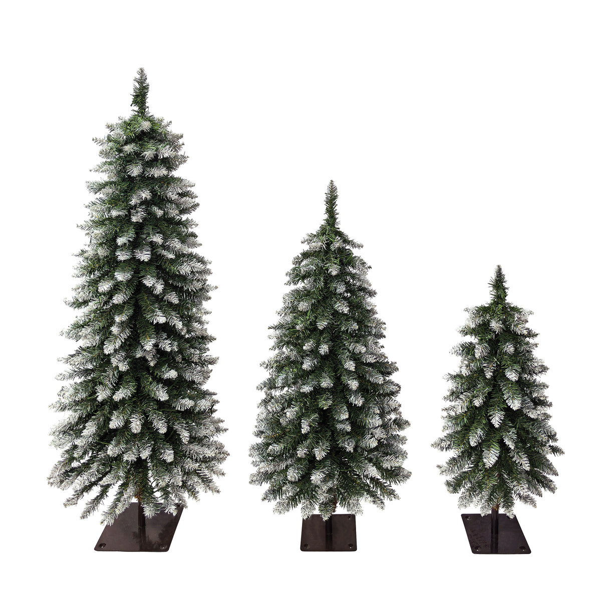 3-Pack Pre-Lit Snow Flocked Pencil Christmas Tree Set