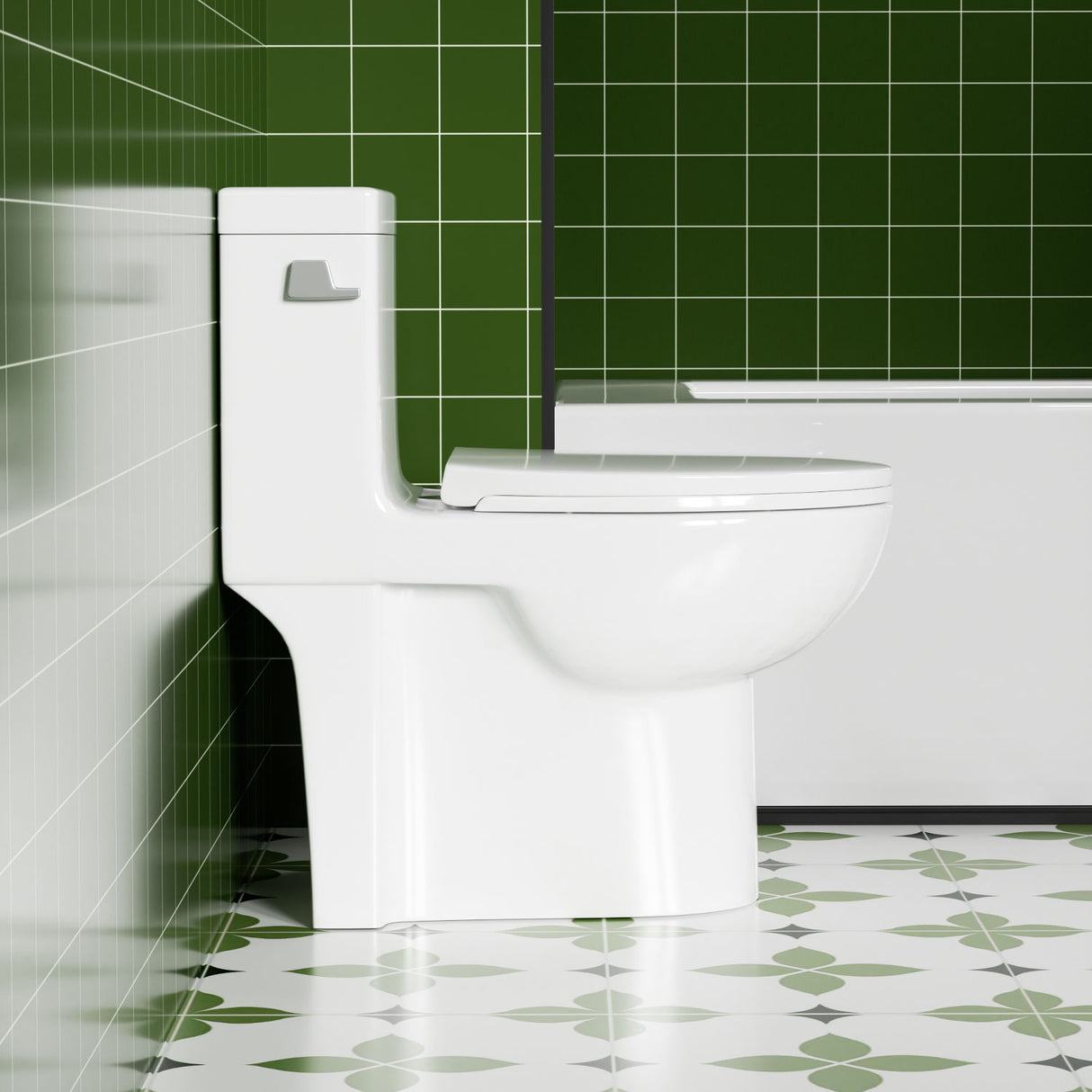 Gloss Tornado Flush 1 Piece Elongated Toilet With Siphonic Side Press, ADA Comfort Chair Height - Gloss White