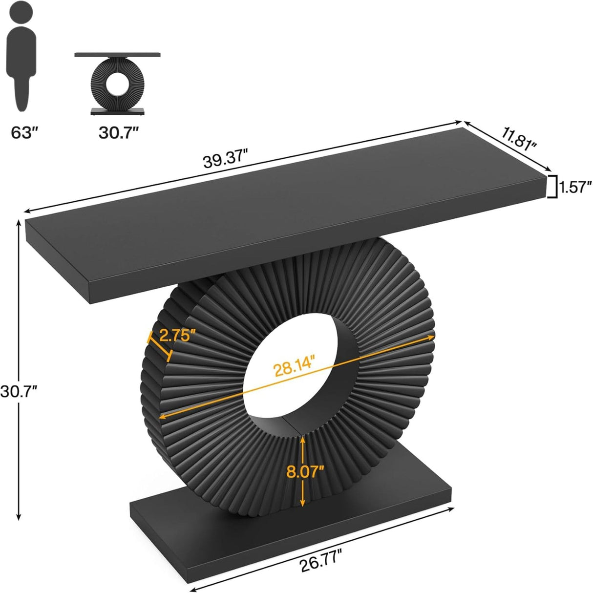 Modern Console Table With Sculptural Geometric Base