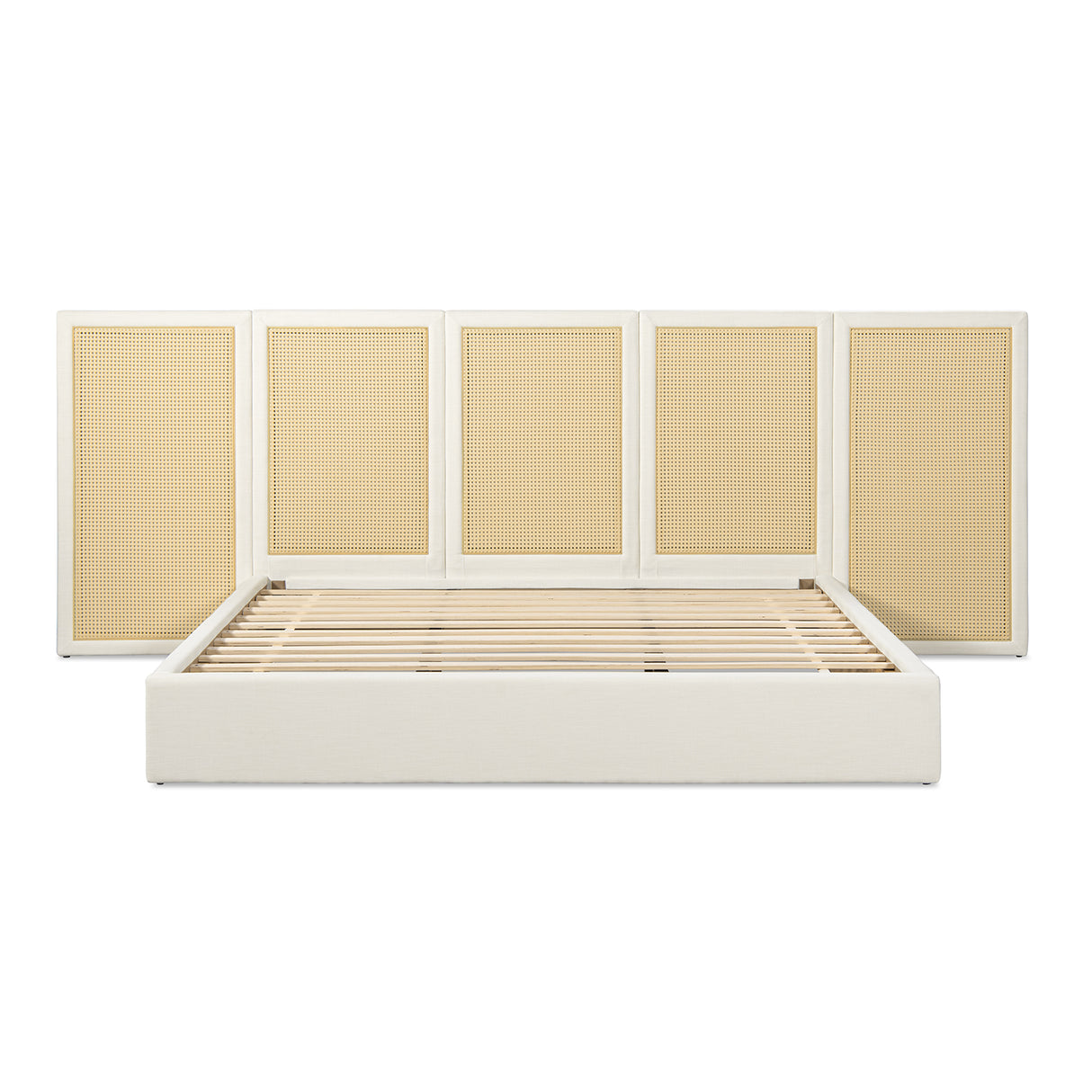 Capri Extended Headboard Cane Platform Bed, Antique