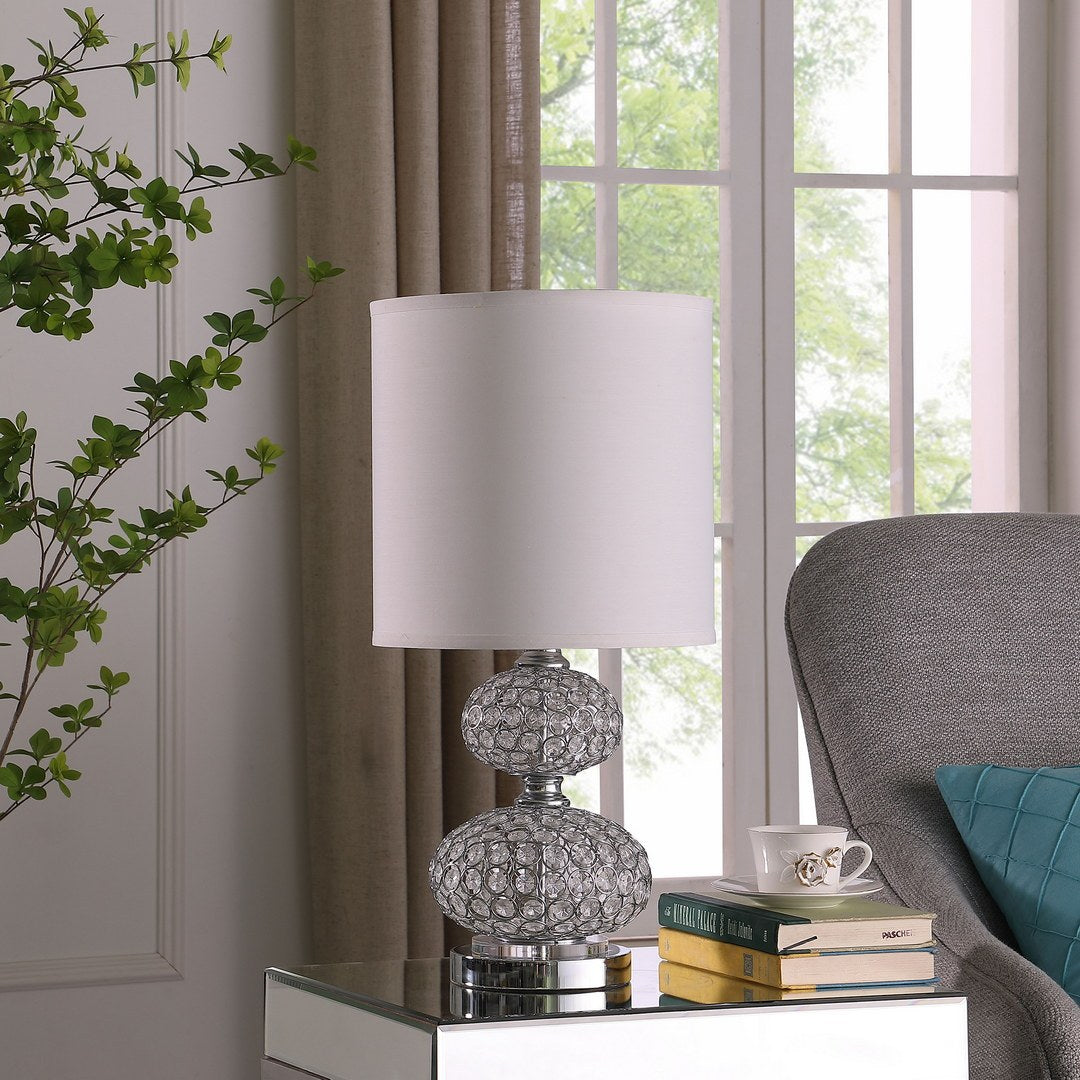 California Home 24" Chrome Filigree Cage Table Lamp with Acrylic Beads - view 3
