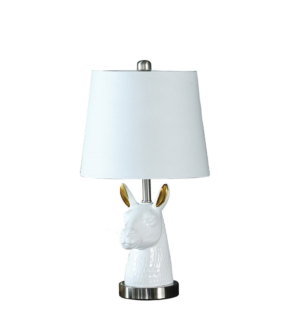 California Home Silver Brush Nickel Table Lamp with White Llama Bust