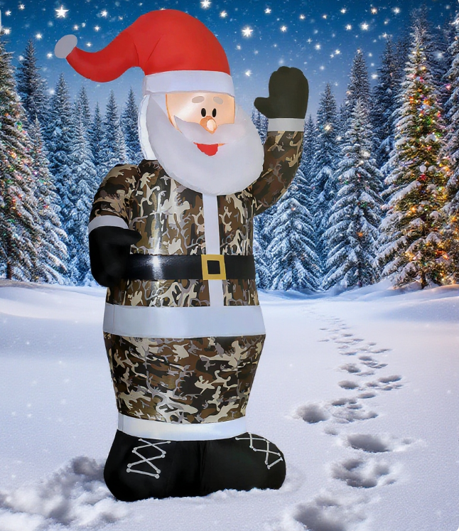 Camouflage Santa Claus Inflatable Christmas Decoration with LED Lights - view 2