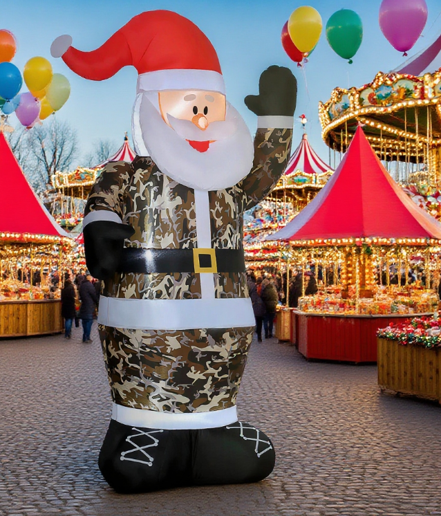 Camouflage Santa Claus Inflatable Christmas Decoration with LED Lights - view 3