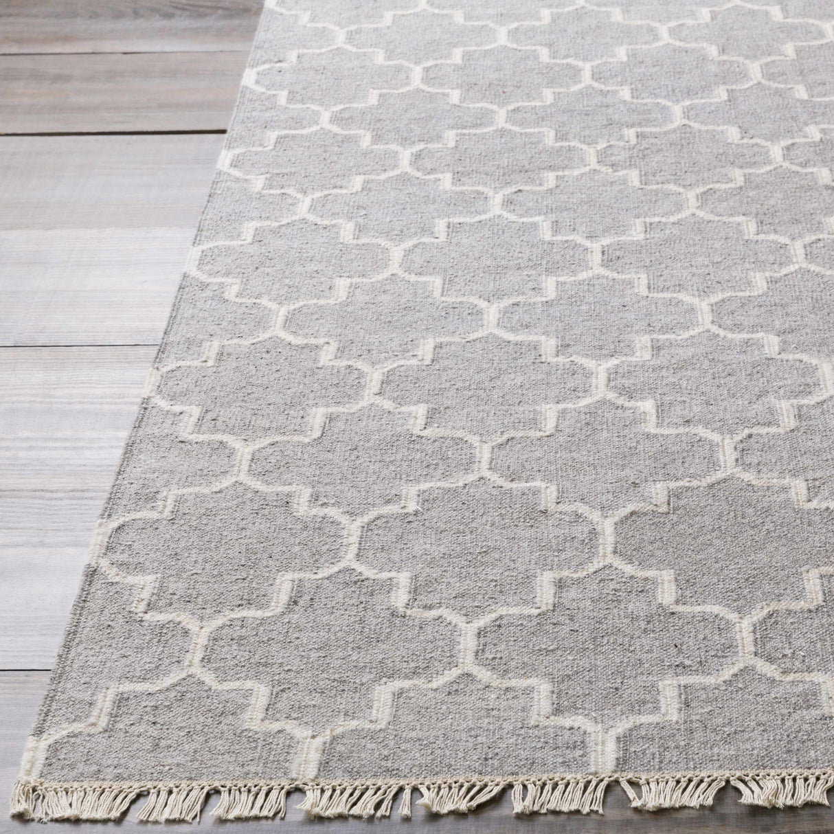Cardin Charcoal Trellis Wool&Viscose Rug - Clearance