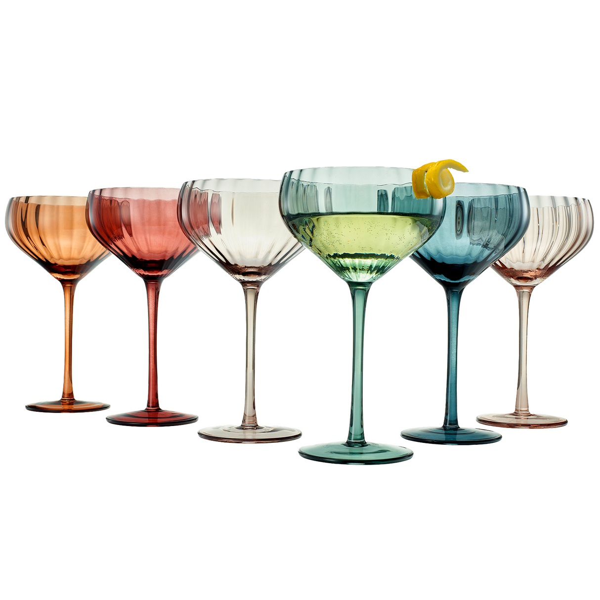 Tonal Tulip Champagne Coupe, Cocktail Glassware, Set of 6