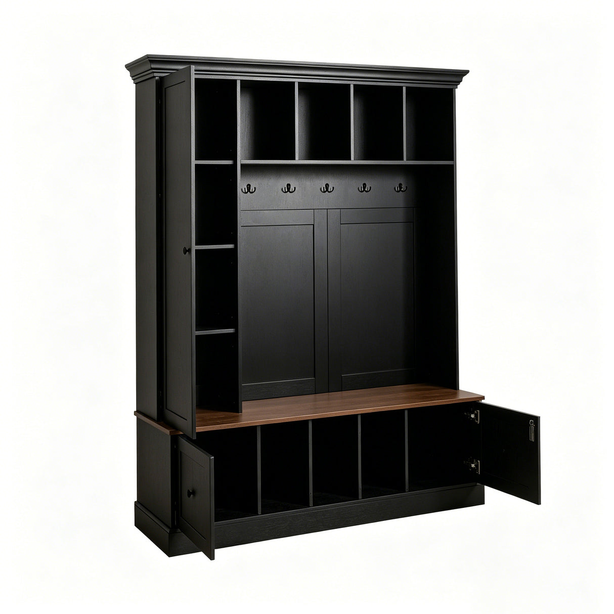 Vibe Haus 62.2'' Farmhouse Hall Tree with Shoe Storage Bench