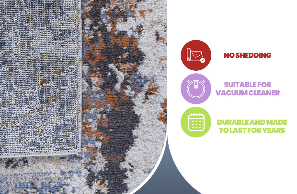 Payas - 6' X 9' Abstract Area Rug - Ivory / Blue